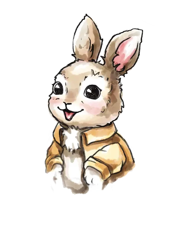 Portrait of Gunner the bunny representing the fruit of the spirit of joy in FOTS Forest